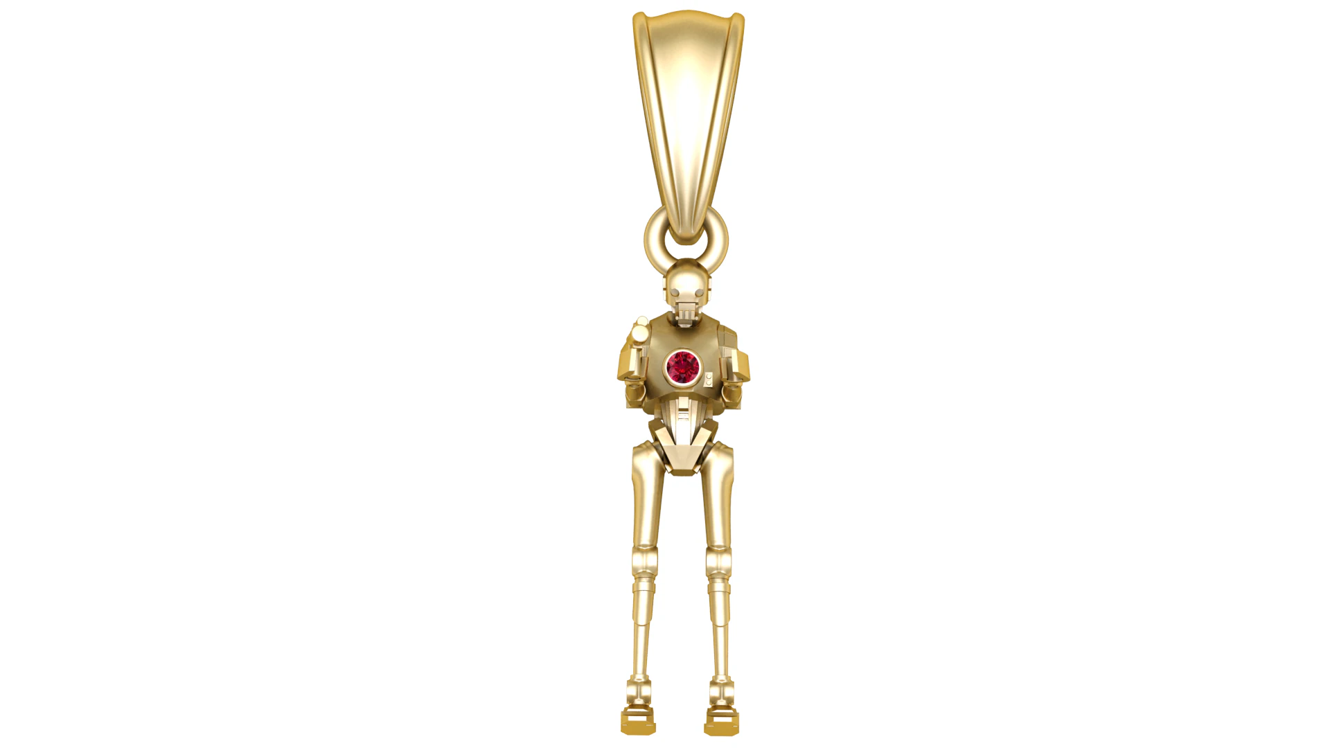 Golden Robot Pendant 3D Model .c4d .max .obj .3ds .fbx .stl .blend 