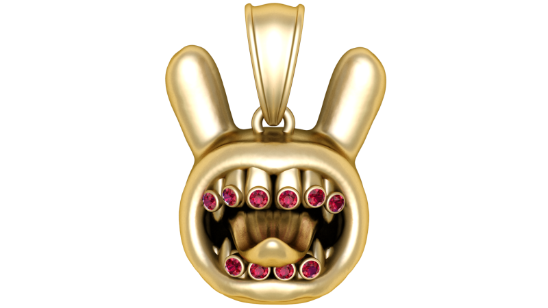 Monster Bunny Pendant 3D Model .c4d .max .obj .3ds .fbx .stl .blend 