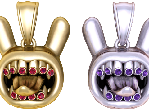 Monster Bunny Pendant 3D Model