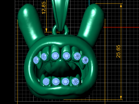 Monster Bunny Pendant 3D Model