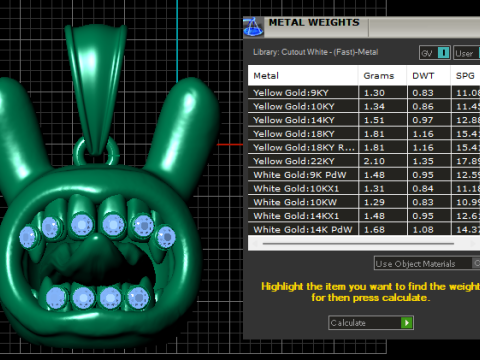 Monster Bunny Pendant 3D Model
