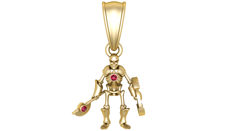 Skeleton Warrior Pendant 3D Model .c4d .max .obj .3ds .fbx .stl .blend