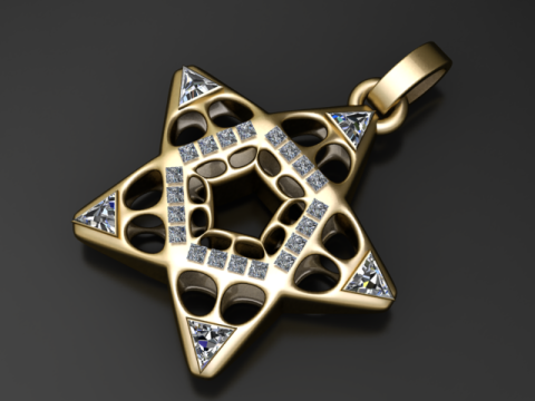 Geometric Star Diamond Pendant 3D Модель