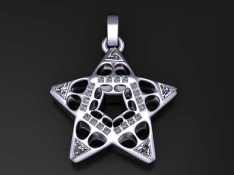 Geometric Star Diamond Pendant 3D Модель