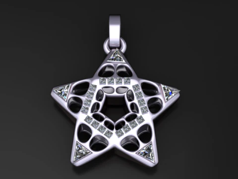Geometric Star Diamond Pendant 3D Model