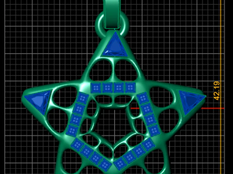 Geometric Star Diamond Pendant 3D Model