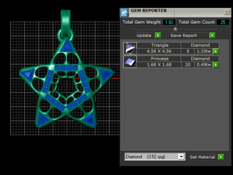Geometric Star Diamond Pendant 3D Model
