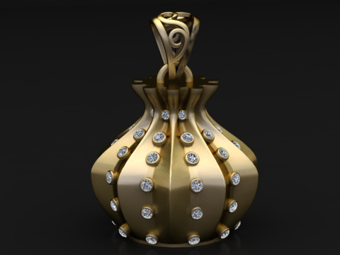3D pendant model Diamond pendant design Gold jewelry 3D print Luxury pendant STL Jewelry CAD mod 3D Модель