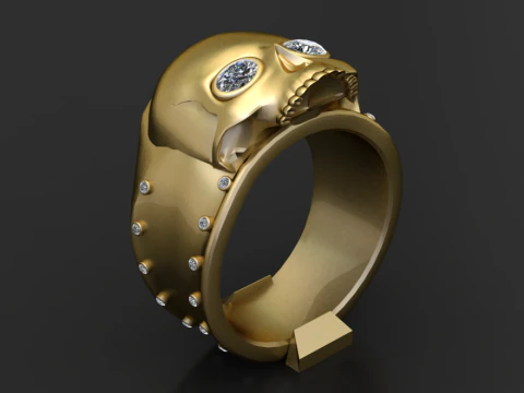 Anel de caveira de diamante Modelo 3D