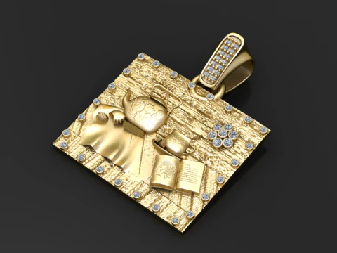 Golden Tea-Time Pendant 3D Model