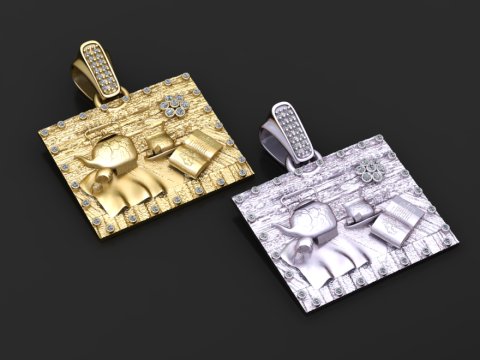 Golden Tea-Time Pendant 3D मॉडल