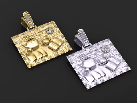 Golden Tea-Time Pendant 3D Model