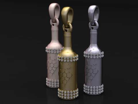 Diamond Wine Bottle Pendant 3D Model