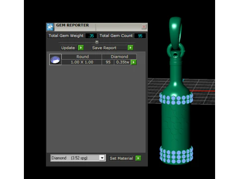 Diamond Wine Bottle Pendant 3D Model