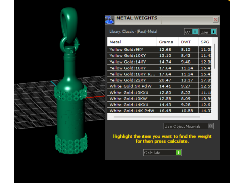 Diamond Wine Bottle Pendant Model 3D