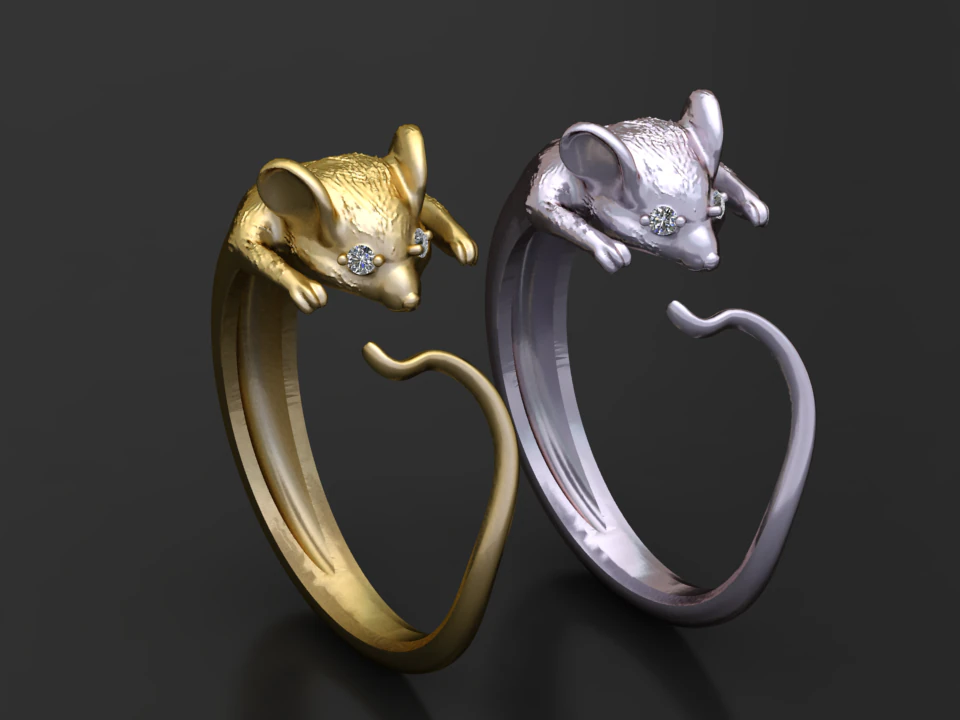 Cute Mouse Ring 3D Model .c4d .max .obj .3ds .fbx .stl .blend 