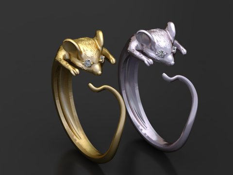 Cute Mouse Ring 3D Modell
