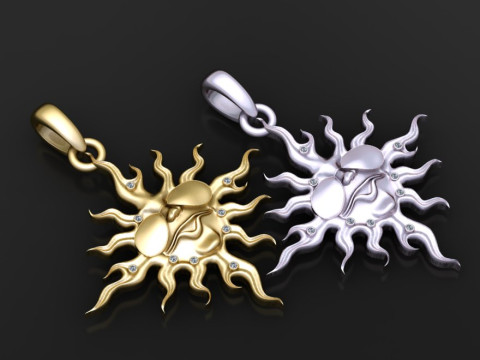 3D Printable Sun Flame Pendant 3D Model
