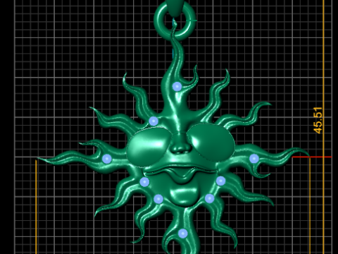 3D Printable Sun Flame Pendant 3D Model