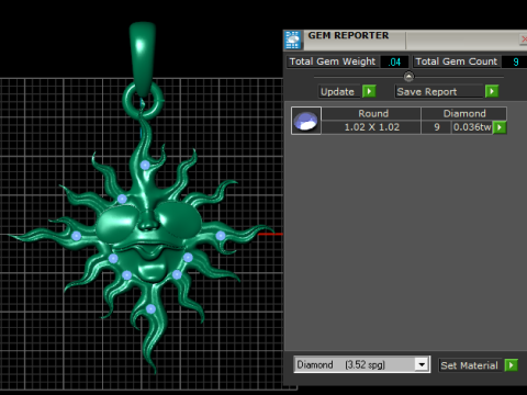 3D Printable Sun Flame Pendant 3D Model