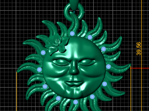 3D Printable Sun Face Pendant 3D Model