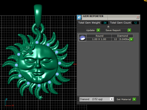 3D Printable Sun Face Pendant 3D Model