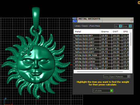 3D Printable Sun Face Pendant 3D Model