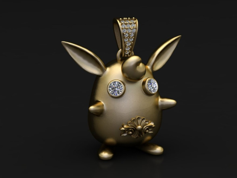 Luxury Golden Bunny Pendant 3D Model .c4d .max .obj .3ds .fbx .stl .blend