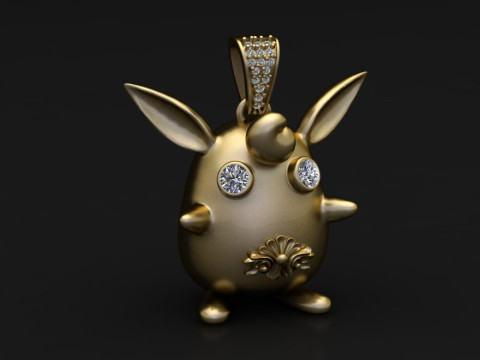 Luxury Golden Bunny Pendant 3D 모델