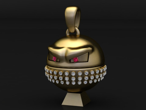 Luxury Diamond-Studded Sphere Pendant 3D 모델