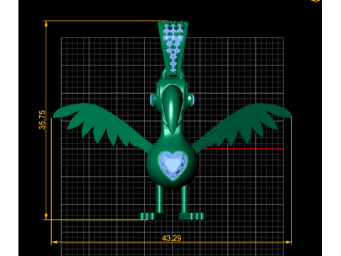Golden Bird Pendant with Diamond Heart Modelo 3D
