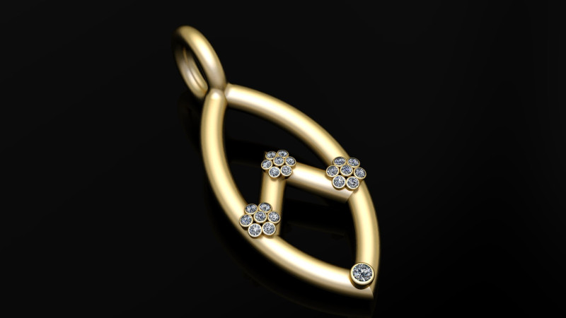 Minimalist Golden Floral Pendant Model 3D .c4d .max .obj .3ds .fbx .stl .blend