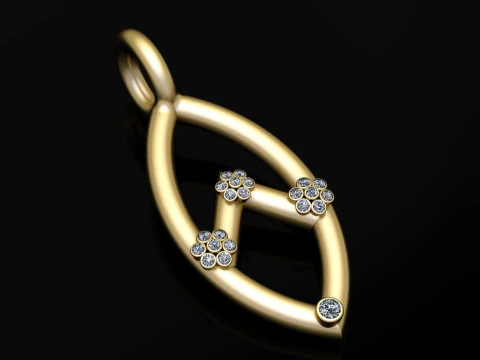 Minimalist Golden Floral Pendant 3D मॉडल