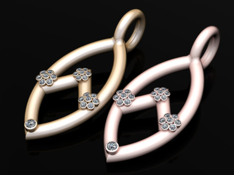 Minimalist Golden Floral Pendant Model 3D