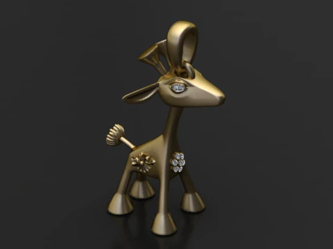 Pingente Inspirado em Veado Dourado Modelo 3D