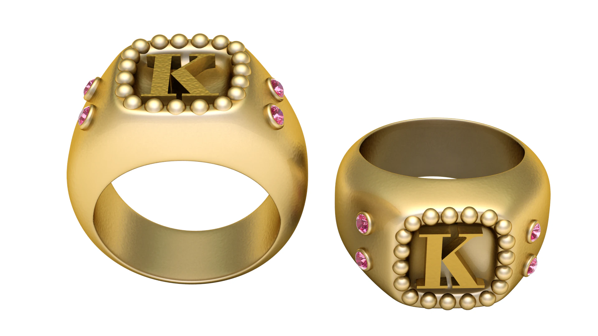 3D GOLD RING K DESIGN 3D PRINTABLE MODEL 3D Print Model .c4d .max .obj .3ds .fbx .stl .blend 