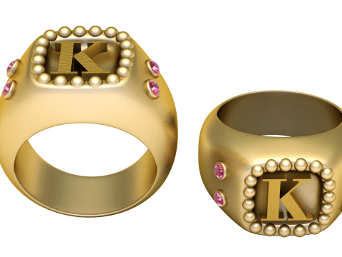 3D GOLD RING K DESIGN 3D PRINTABLE MODEL 3D 打印模型