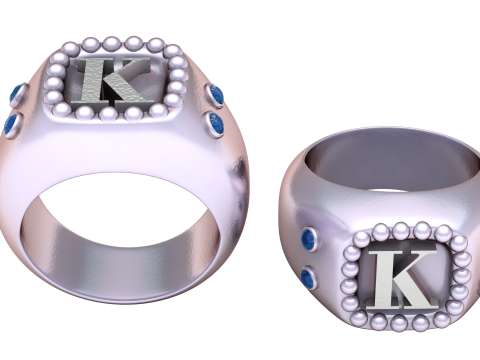 3D GOLD RING K DESIGN 3D PRINTABLE MODEL 3D Принт Модель