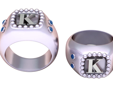 3D GOLD RING K DESIGN 3D PRINTABLE MODEL 3D Print Model