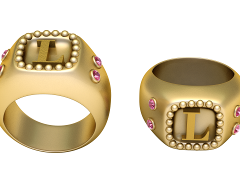 3D GOLD RING L DESIGN 3D PRITABLE MODEL Modello di stampa 3D