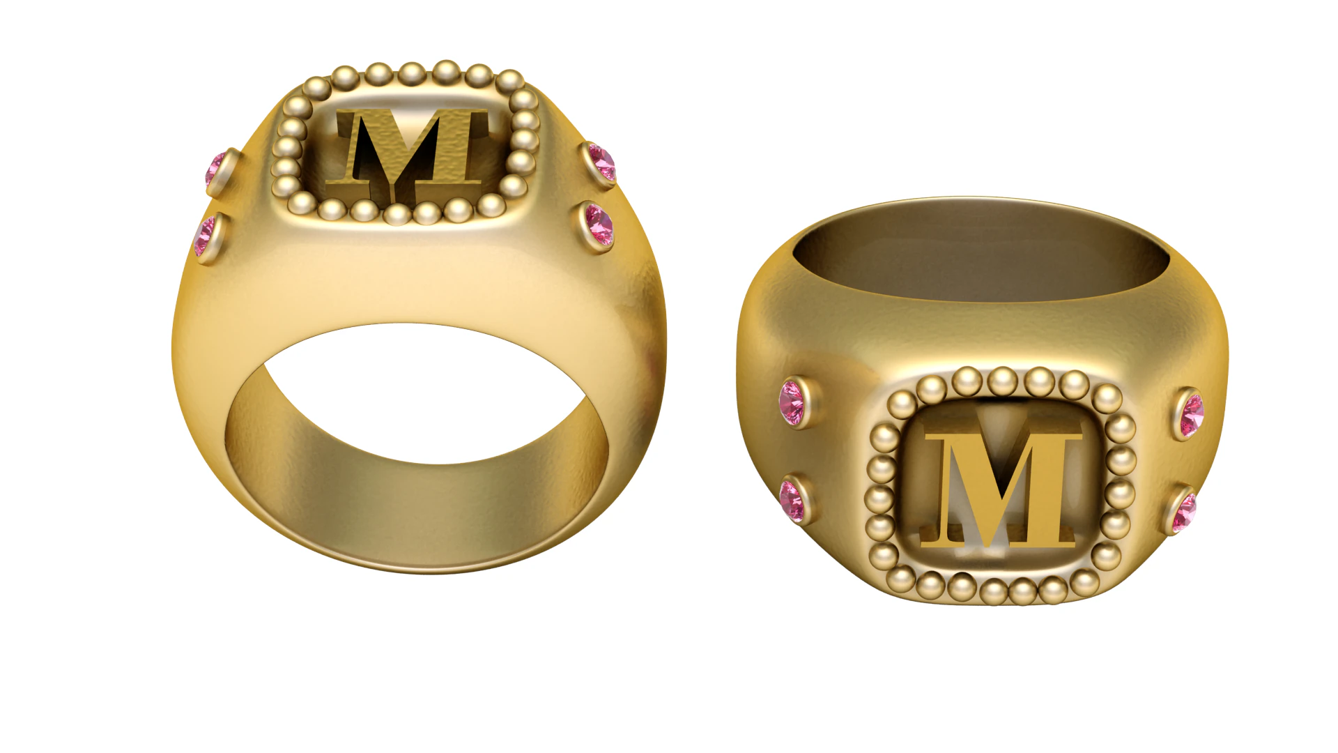 3D GOLD RING M DESIGN 3D PRINTABLE MODEL 3D Print Model .c4d .max .obj .3ds .fbx .stl .blend 