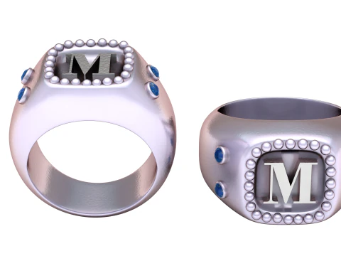 3D GOLD RING M DESIGN 3D PRINTABLE MODEL 3D Print Model