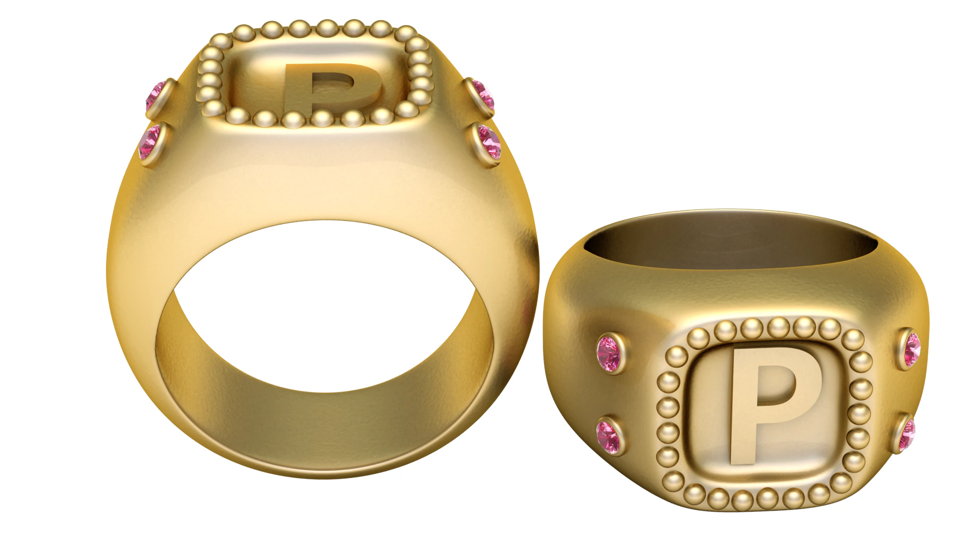 GOLD DESIGN P RING 3D PRINTABLE MODEL 3D Print Model .c4d .max .obj .3ds .fbx .stl .blend 