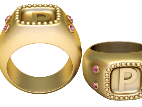 GOLD DESIGN P RING 3D PRINTABLE MODEL 3D 打印模型