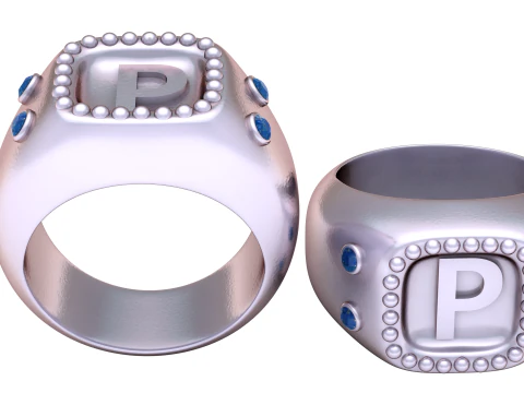 GOLD DESIGN P RING 3D PRINTABLE MODEL 3D Print Model