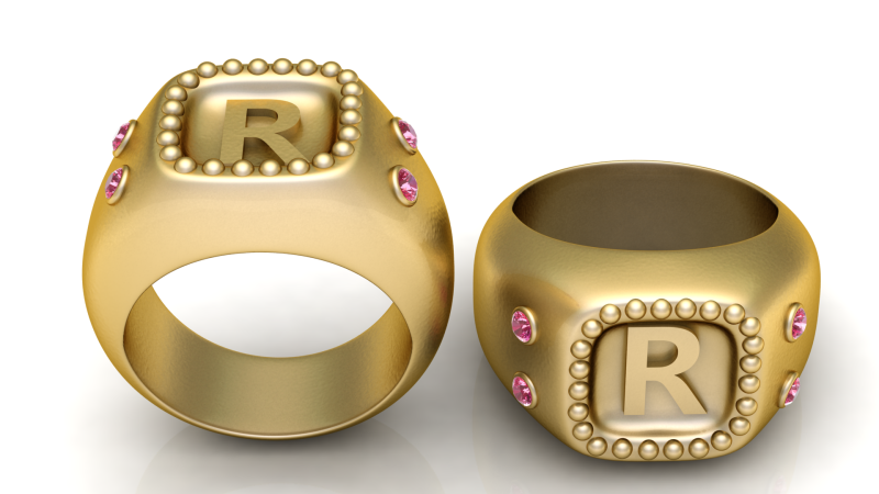 GOLD DESIGN R RING 3D PRINTABLE MODEL 3D 프린트 모델 .c4d .max .obj .3ds .fbx .stl .blend