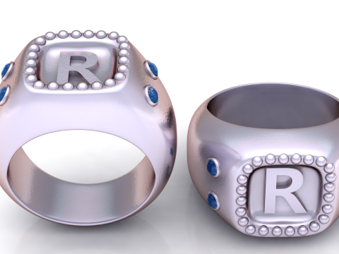 GOLD DESIGN R RING 3D PRINTABLE MODEL 3D 프린트 모델