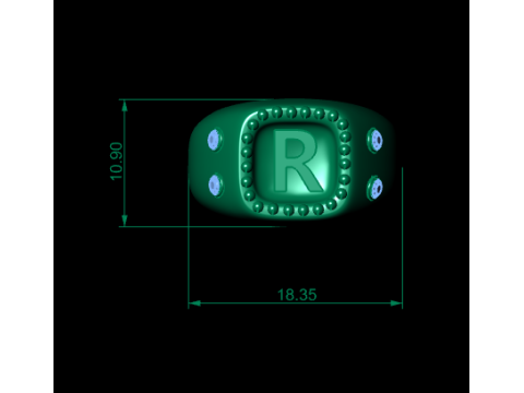 GOLD DESIGN R RING 3D PRINTABLE MODEL 3D 프린트 모델