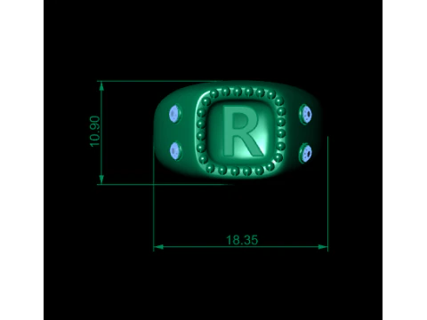 GOLD DESIGN R RING 3D PRINTABLE MODEL 3D Print Model