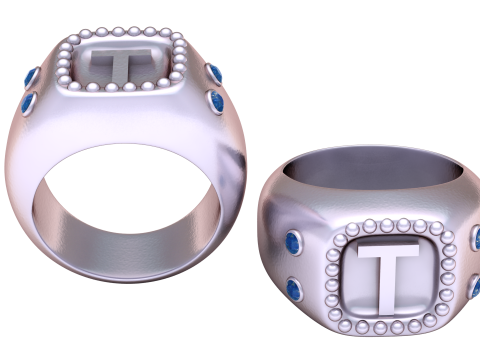 GOLD DESIGN T RING 3D PRINTABLE MODEL Modello di stampa 3D